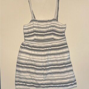 Ann Taylorr Loft Gray & White Stripped Sun Dresss Lasies Large L